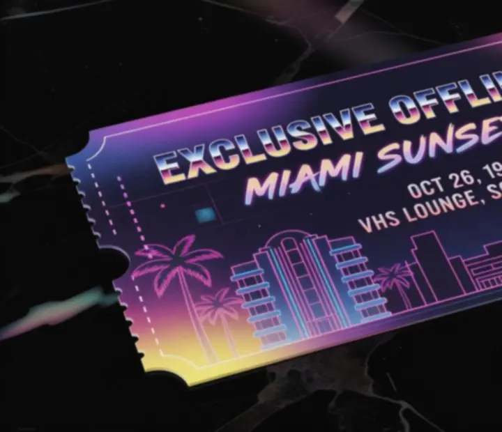 Neonowe zaproszenie eventowe w stylu retro-futurystycznym Velastranova