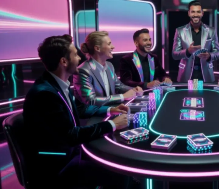 Pokerowy stół eventowy w neonowej oprawie